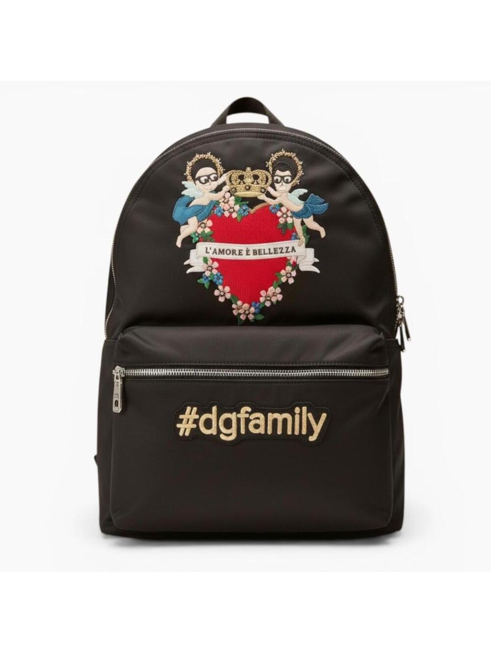 Dolce & Gabbana Vulcano #DGFamily Embellished Nylon Backpack Black | NWT